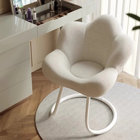 Image 1 of Make-up stoel, kaptafelstoel met rugleuning, kruk in crèmestijl, moderne minimalistische draaibare nagelstoel voor thuisgebruik.