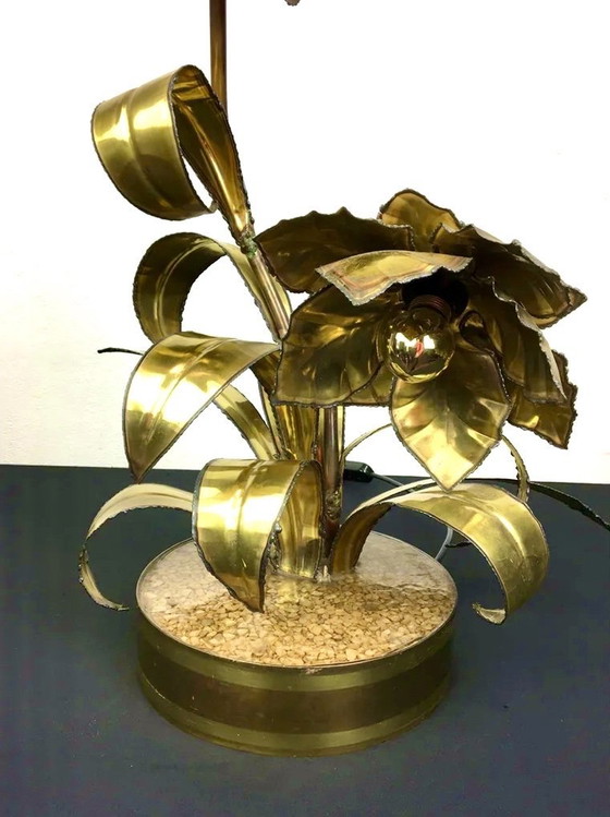 Image 1 of Maison Jansen Tischleuchte mit Blumenmuster aus den 1970er Jahren