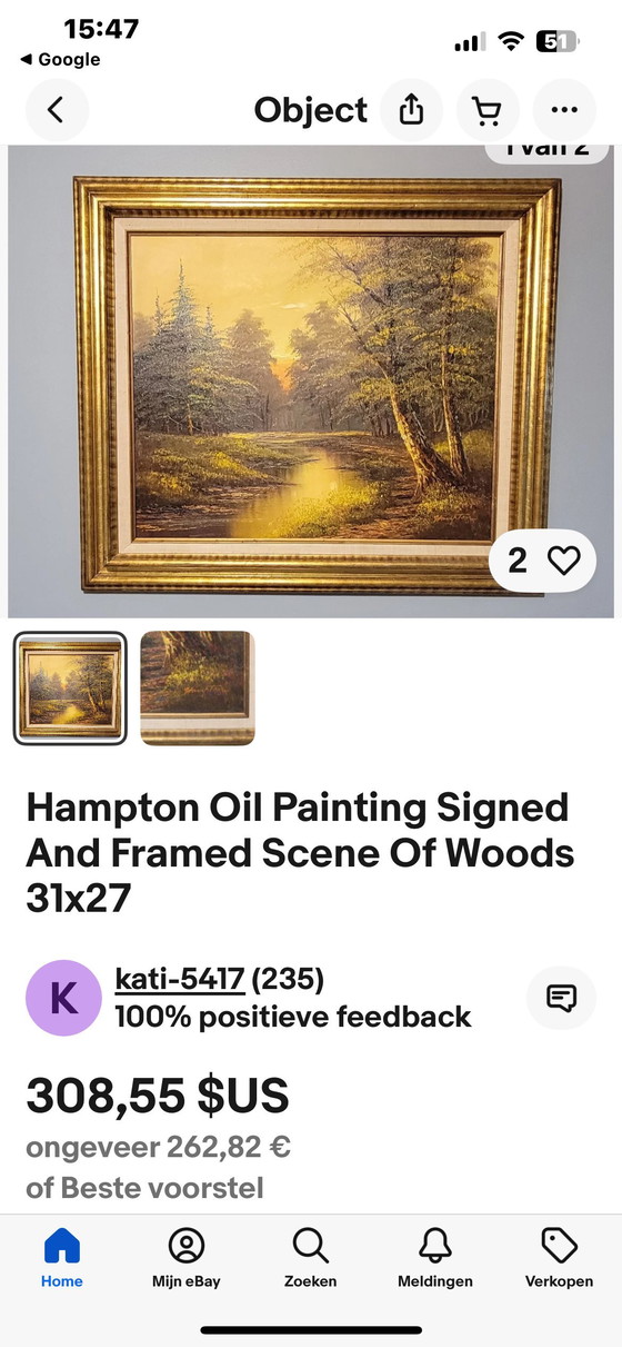 Image 1 of Olieverfschilderij William Hampton 