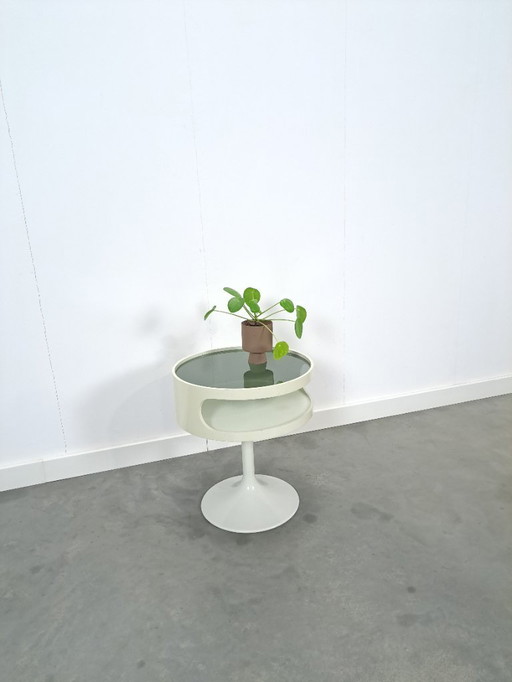 Space age design tafel Opal Möbel met rookglazen blad