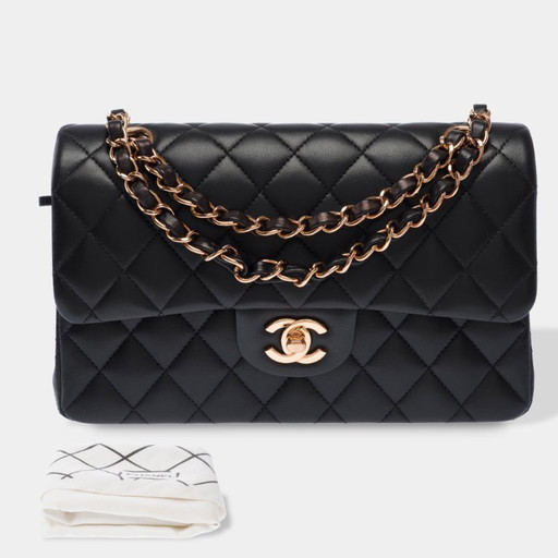 CHANEL Timeless/Classic in schwarzem Leder