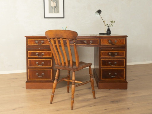 Antique English-Style Desk – bureau, Leather, Wood (photo 2 of 12)