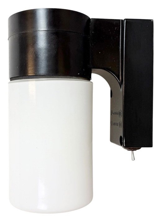 Industrial Brown Bakelite Wall Light with Milk Glass, 1960s