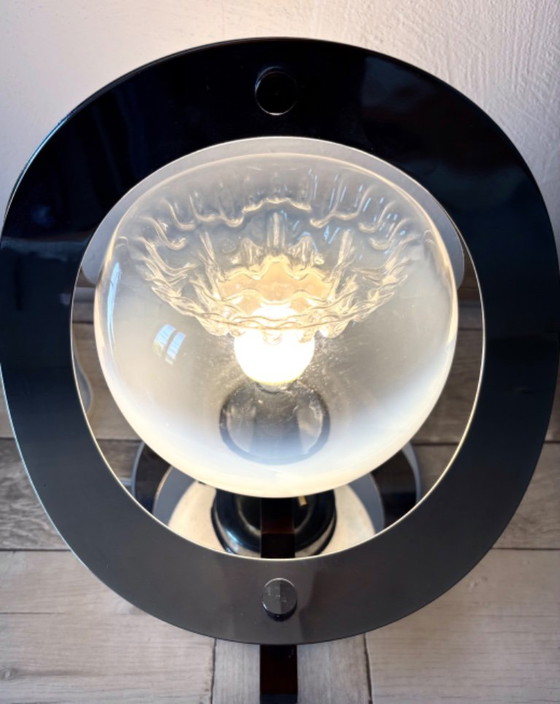Vintage Space Age Lamp - Murano, Mazzega, 70s, Italian design, Table lamps, Chrome, Glass, Silver (photo 4 of 14)