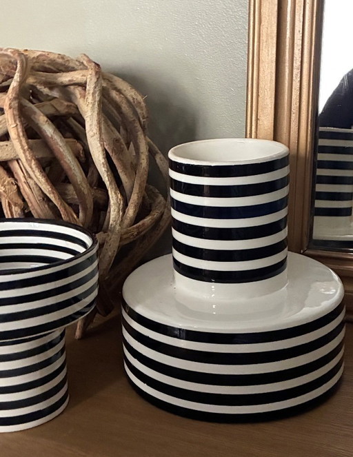 Marokkaanse gestreepte keramische schaal of vaas (XL)