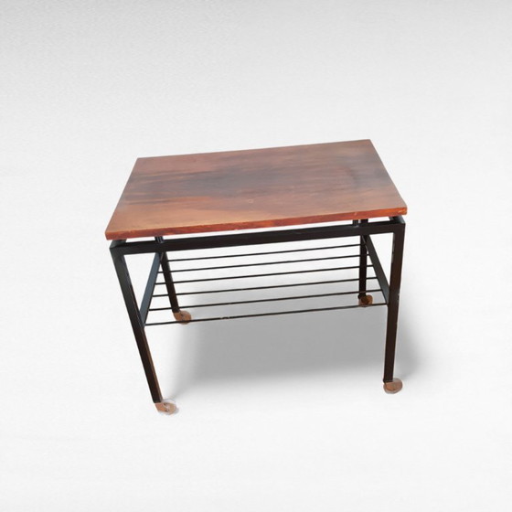 Image 1 of Vintage design serveertrolley teakhoutfineer metalen frame