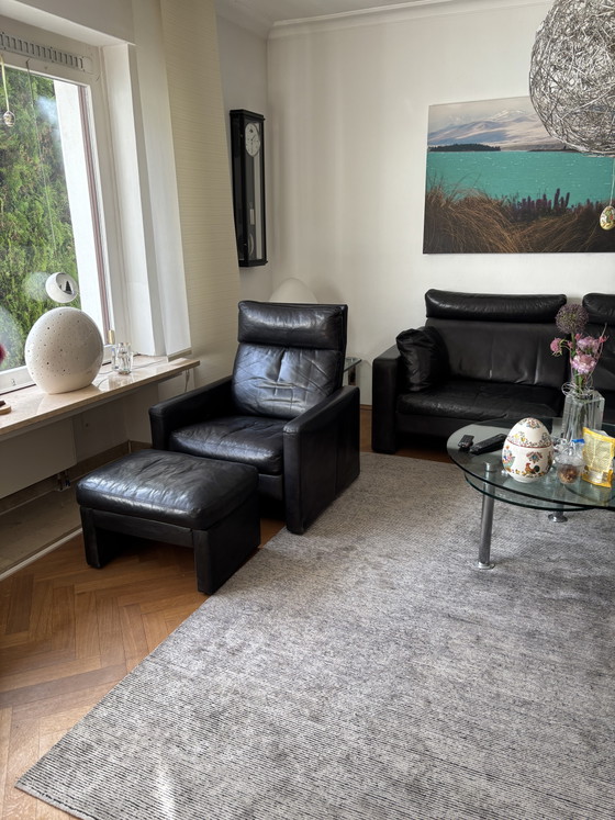 Image 1 of COR lederen zitmeubelset (2x2-zitsbank, fauteuil + kruk)