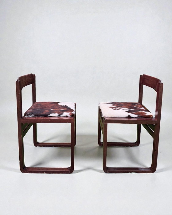 Image 1 of Italienische Esszimmerstühle aus der Mitte des 20. Jahrhunderts mit Bezug aus naturbelassenem Rindsleder (2er-Set)