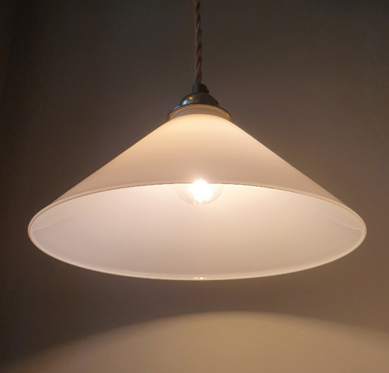 Set Vintage Pendant lamps - Milk glass, banker's lamps. – Metal (photo 11 of 21)
