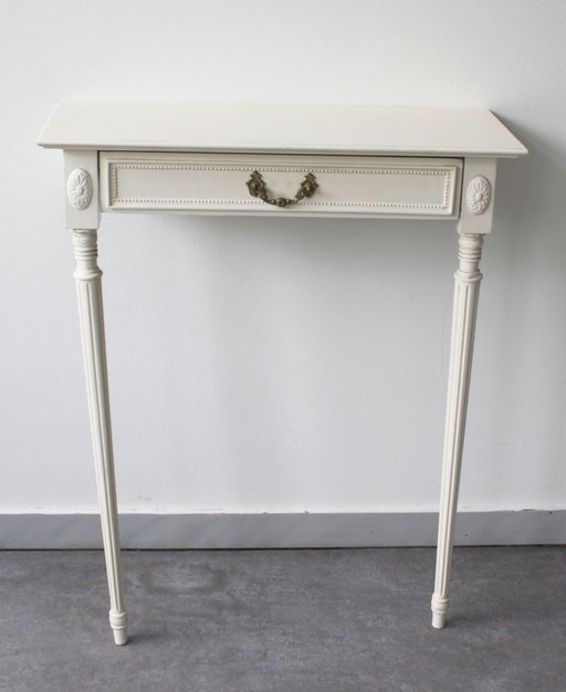 Console d’applique bipode de style Louis XVI en bois peint – bijzettafels, Wood (photo 2 of 7)
