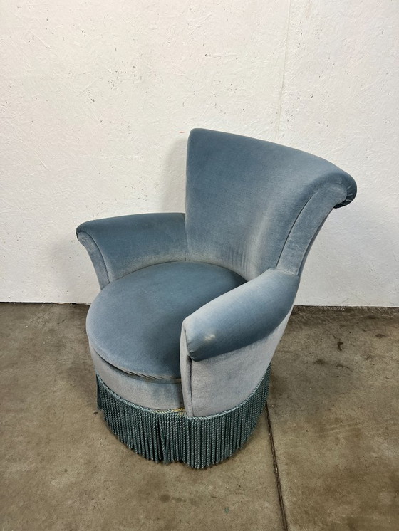 Image 1 of Poltrona da cocktail vintage, Francia anni '60, velluto blu