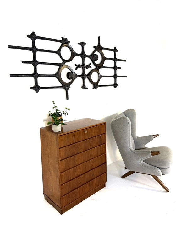 Image 1 of Vintage XL Brutalistisch wandsculptuur ‘70