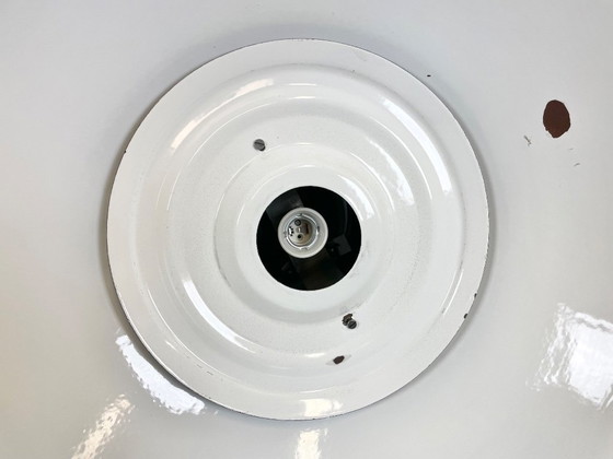 Image 1 of Grande lampe industrielle en émail gris d'Elektrosvit, années 1960