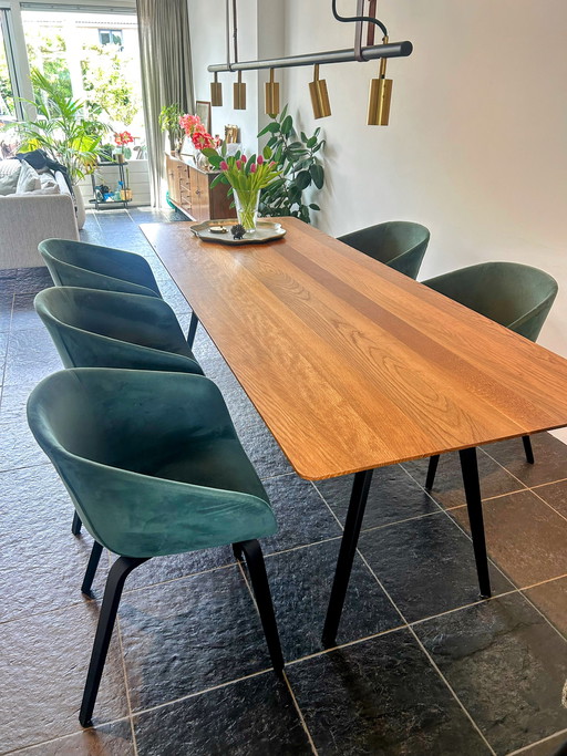 5x Softline Maya design dining chair velvet green