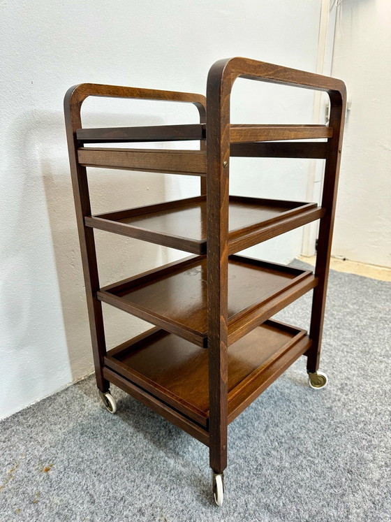 Vintage Bar Cart Thonet Style Bentwood 1930s, Brown (photo 3 of 9)