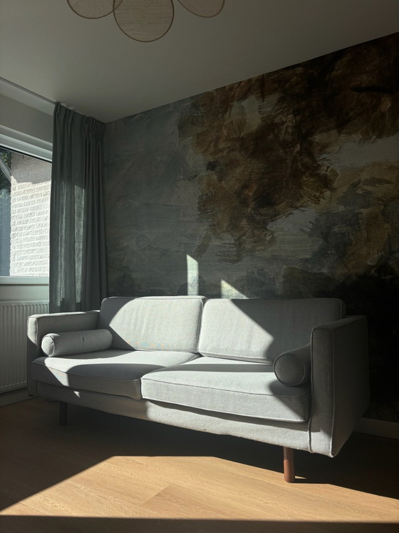 Divano 3 posti SOFACOMPANY Henry con pouf Douglas, Divani 2 posti, Cotone, Grigio (foto 2 di 8)