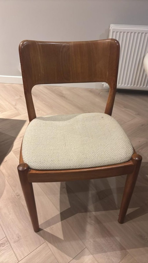 Vintage Glostrup Deense teakhouten eetkamerstoelen, set van 4