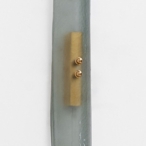 Image 1 of Coppia di applique in vetro di Murano verde acqua in stile Fontana Arte, design moderno di metà secolo.