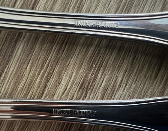 Image 1 of 14 Fischbesteck: 6 Gabeln, 6 Messer, 2 Servierbesteck Inox Frankreich