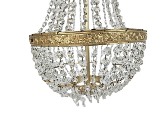 Image 1 of Lámpara de araña - Estilo Imperio - cristal - latón - siglo XX