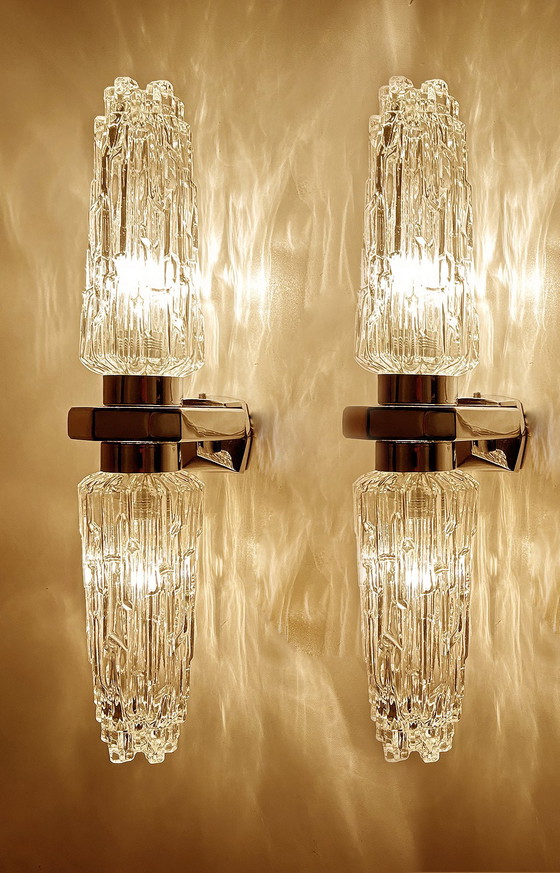 Image 1 of 2X Very Large Space Age Glass Wall Lights