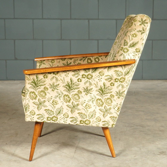 Image 1 of Vintage Club Armchairs - Velvet Leaf Motif - 1960s