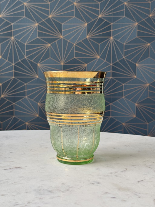 Booms Glass - Art Deco - Vase " RUBY "