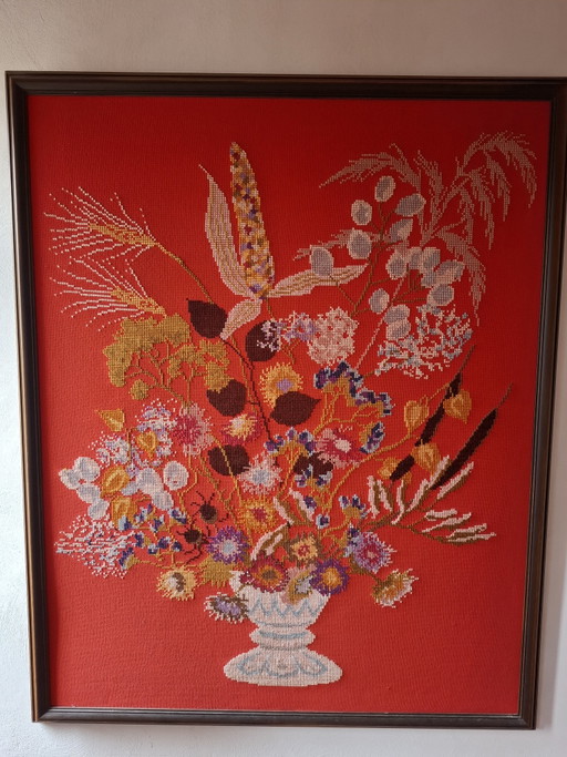 Bordado de gran tamaño con la inscripción "Otoño" de la década de 1970 – wanddecoratie, Cotton (photo 2 of 7)