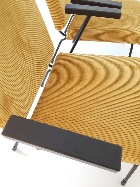 2 Vintage Gispen Armchairs Model 1407 Wim Rietveld Yellow Rib – Polyester, Metal (photo 15 of 15)