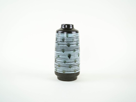 Vaso in ceramica, design tedesco, anni '70, prodotto in Germania Ovest, Vasi, Nero, Vintage (foto 2 di 8)