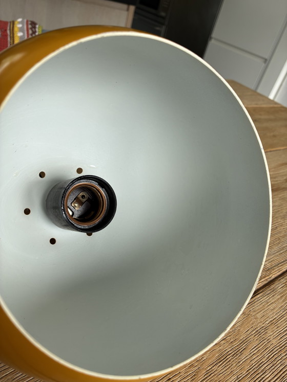 Image 1 of Vintage Spaceage Kugel pendant lamp, Seventies, in ochre yellow