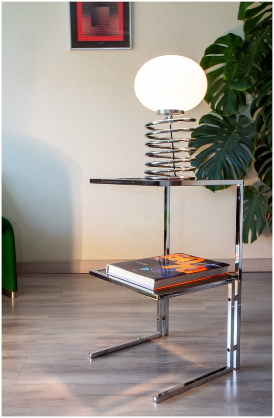 Image 1 of 1970s chrome and smoked glass side table