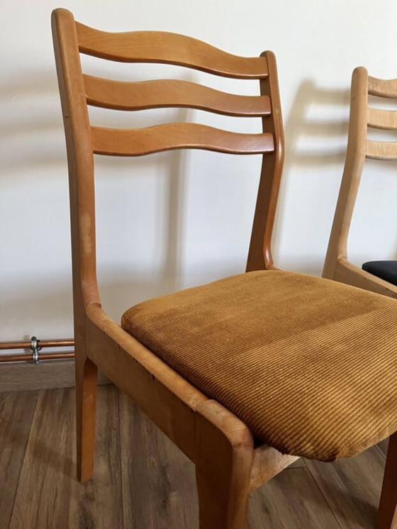 Image 1 of 4 sedie in legno e tessuto a coste