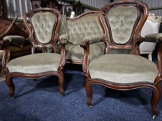 Image 1 of Divano antico Biedermeier con poltrone