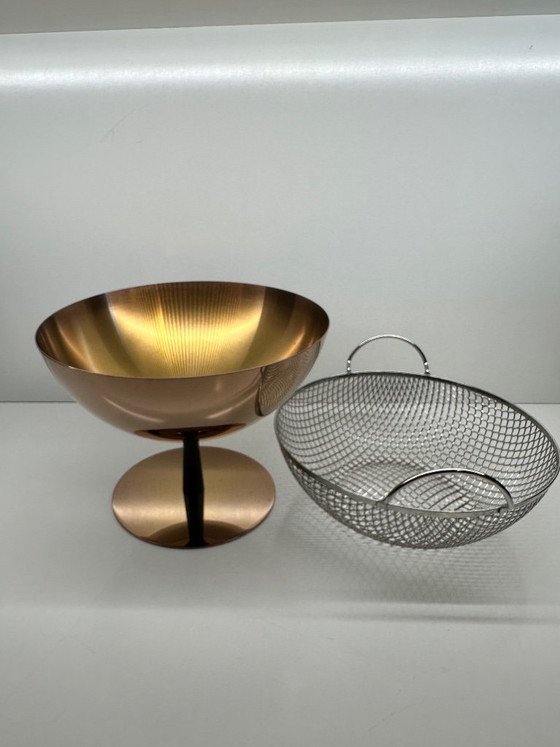 Image 1 of Fruit Basket Strainer AC04 CU Achille Castiglioni for Alessi Copper Limited Edition 466/999