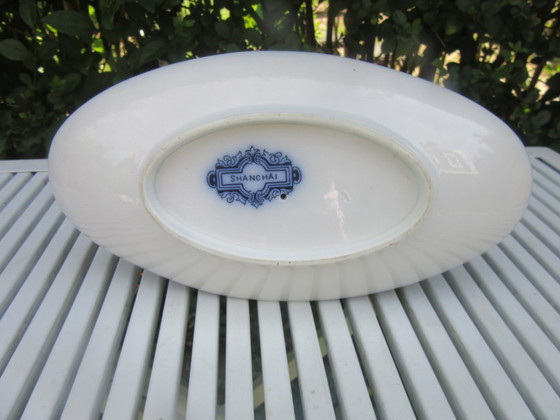 Image 1 of ANTIEKE PORSELEINEN JUSKOM SHANGHAI blauw wit