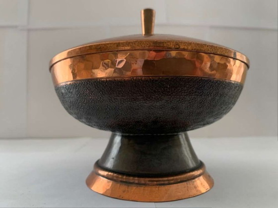 Image 1 of Hans Przyrembel Scatola con coperchio Bomboniera Marianne Brandt Alfred Lipovec Bauhaus Rame
