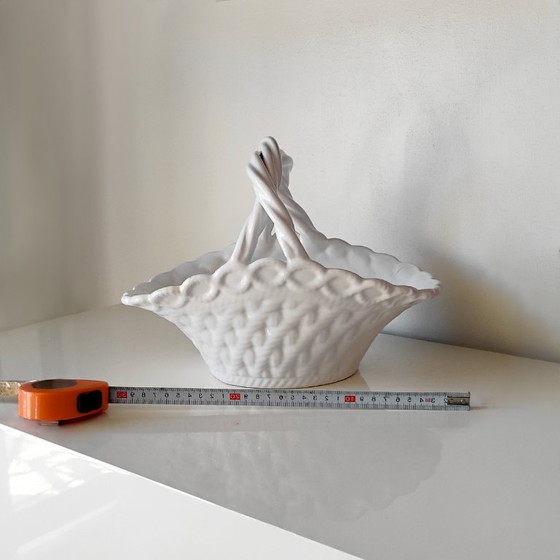 Centrotavola / Cesto in ceramica Art Déco Manises – Terracotta bianca intrecciata – Oggetti decorativi (photo 10 of 12)