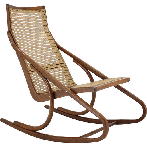 Sedia a dondolo vintage in legno curvato di Antonin Suman, Cecoslovacchia, anni '60