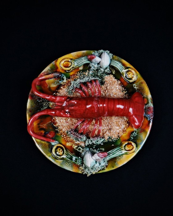 Image 1 of Lobster plate in barbotine Caldas da Rainha Majolique Palissy earthenware