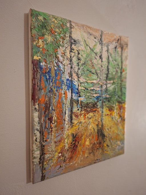 Paysage Forestier Atmosphérique – Peinture Colorée avec Texture – kunst, Wood, Canvas (photo 2 of 11)