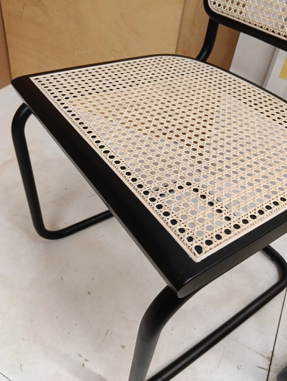 Image 1 of ALIVARMVSEVM 104. SET of 2 CESCA B32 Chairs (NEW) in Black Frame Limited Edition 