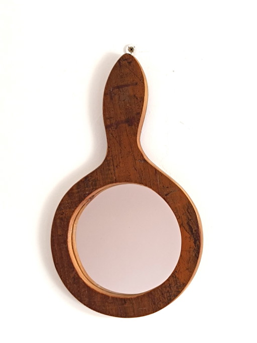 Vintage houten handspiegel