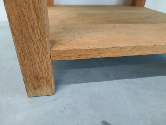 Petite table d'appoint carrée avec étagère inférieure (bois de chêne), Tables d'appoint, Marron, Modern (photo 5 sur 8)