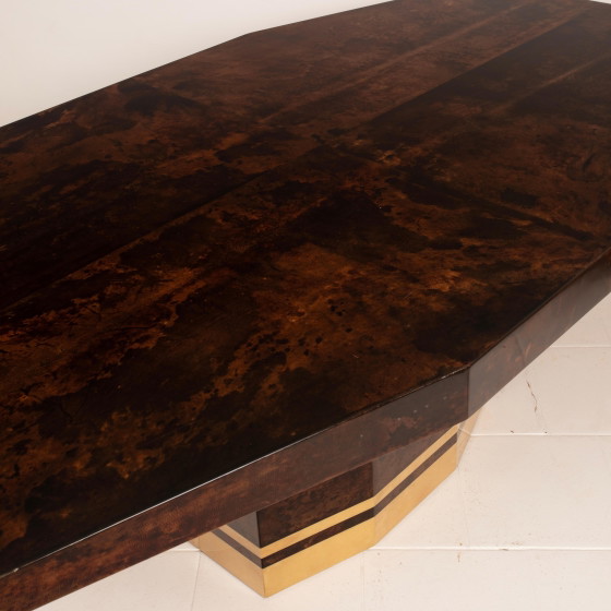 Mesa de comedor de pergamino Mod. 2007D de Willy Rizzo & Nucci Valsecchi para TURA Milano – Mesas de comedor (photo 4 of 20)