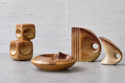 Set di 4 vasi/sculture in ceramica, dalla forma organica, di Bertoncello, Italia, anni '70.