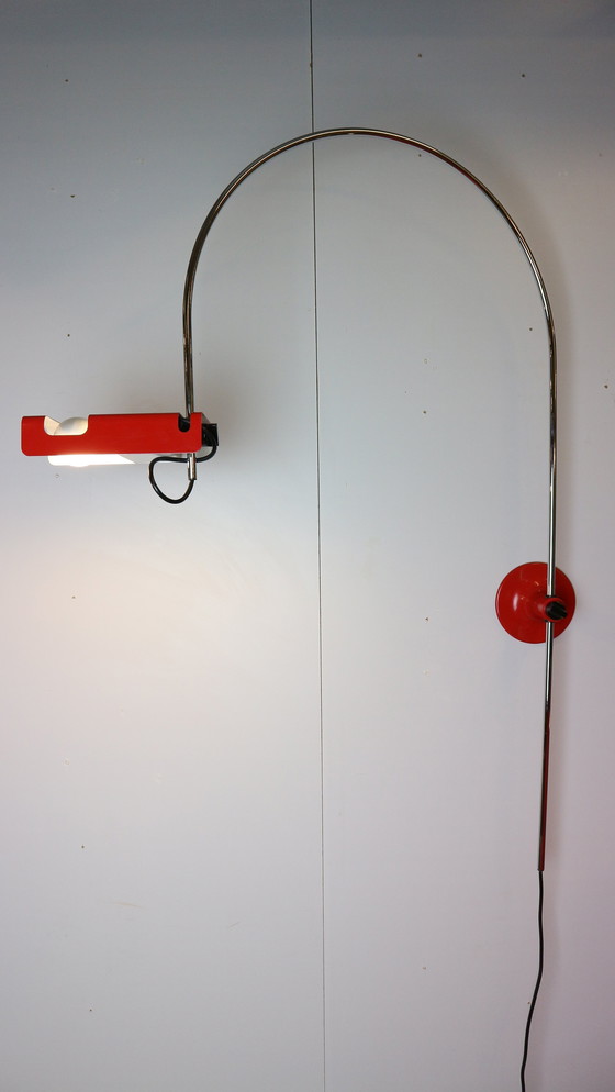 Image 1 of Lampe murale rouge en forme d'araignée de Joe Colombo pour O-Luce, 1965