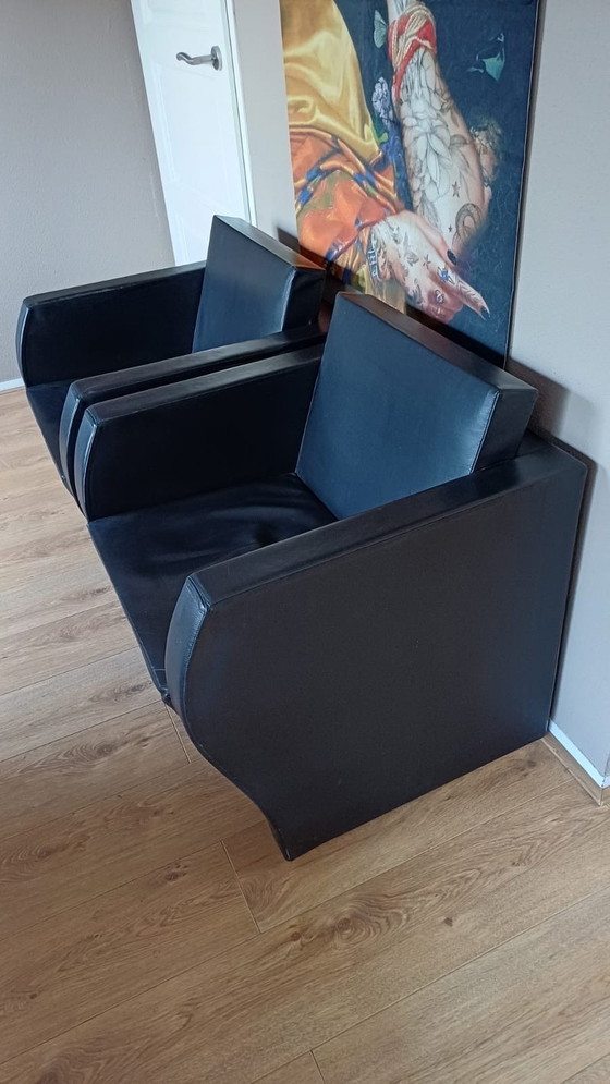 Image 1 of 2 poltrone elementari in pelle di Jean Nouvel Ligne Roset 1991