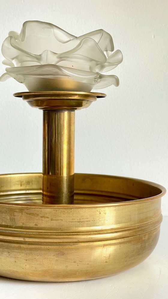 Image 1 of Centrotavola a ciondolo in ottone e vetro vintage