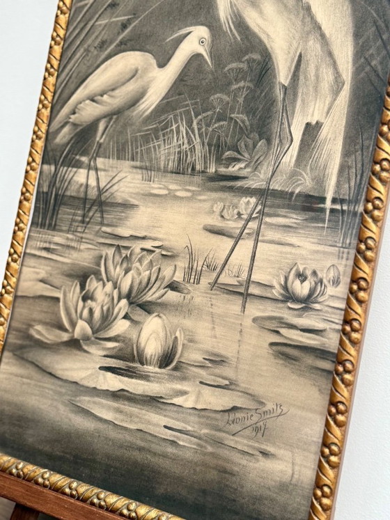 Image 1 of Naturalist charcoal drawing from the early 20th century